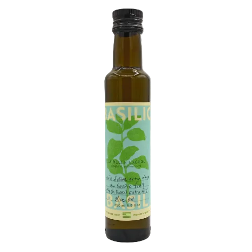 Huile d'olive extra vierge au basilic frais