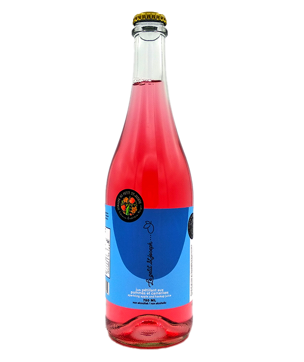 Jus pétillant aux pommes et camerises
