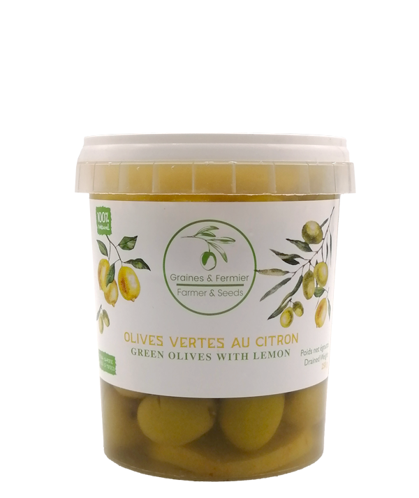 Veux-tu une bière, Graines & Fermier, Olives vertes au citron, Épicerie, Livraison Montréal