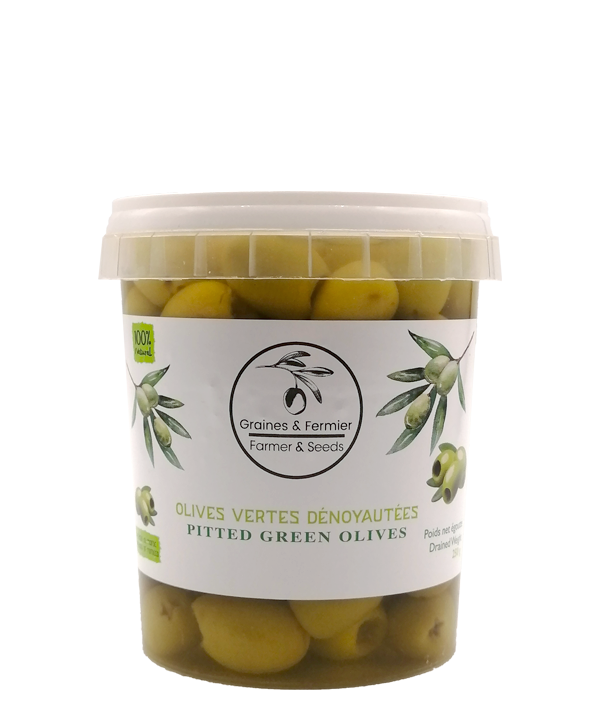 Veux-tu une bière, Graines & Fermier, Olives vertes dénoyautées, Épicerie, Livraison Montréal
