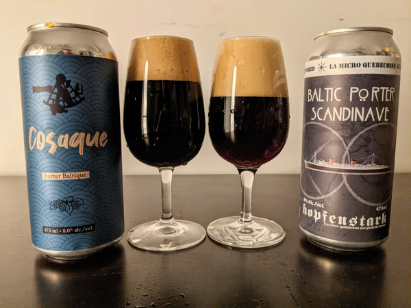 Veux-tu une bière, Blog, Sur cette comparée 1 Porters Baltiques, L'amère à boire Cosaque et Baltic Porter Scandinave Hopfenstark, Livraison Montréal