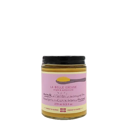 Moutarde à l'huile d'olive, ail rôti et balsamique blanc